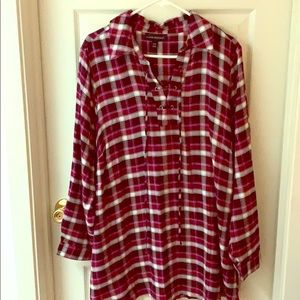 Lane Bryant size 18/20 fuschia/purple plaid shirt